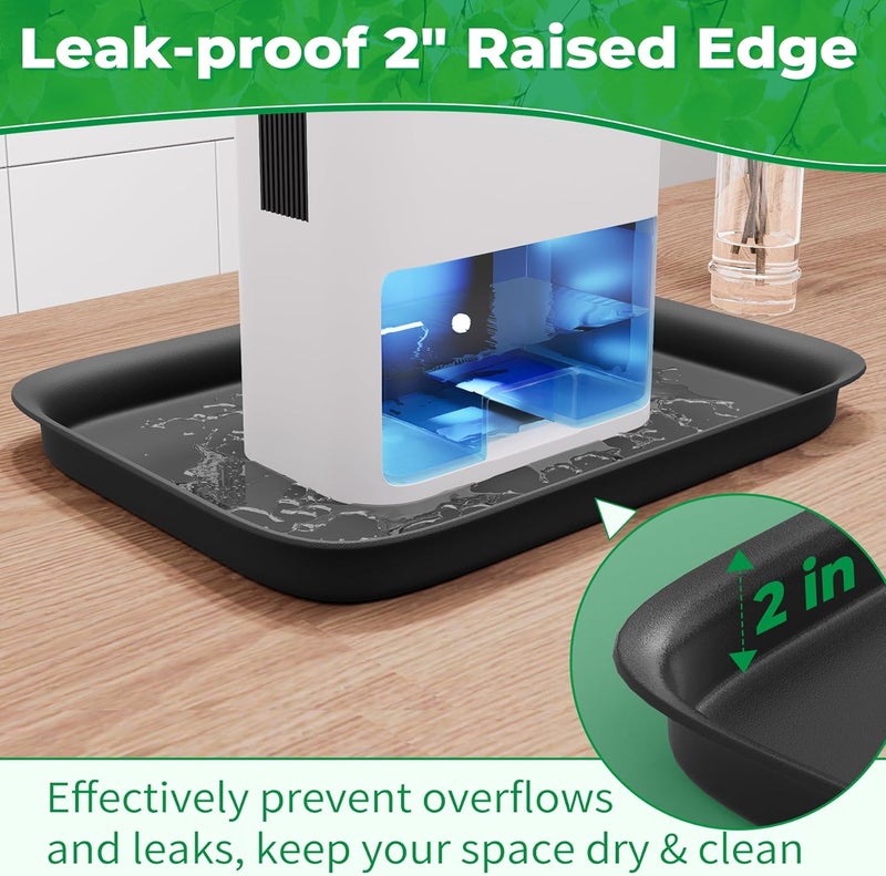 Forestchill Drip Tray for Dehumidifier, 13" x 9" x 2" Hard Plastic Drip Pan with Raised Edge, Leak-Proof Floor Protection for Semiconductor Dehumidifiers, Black - Image 4
